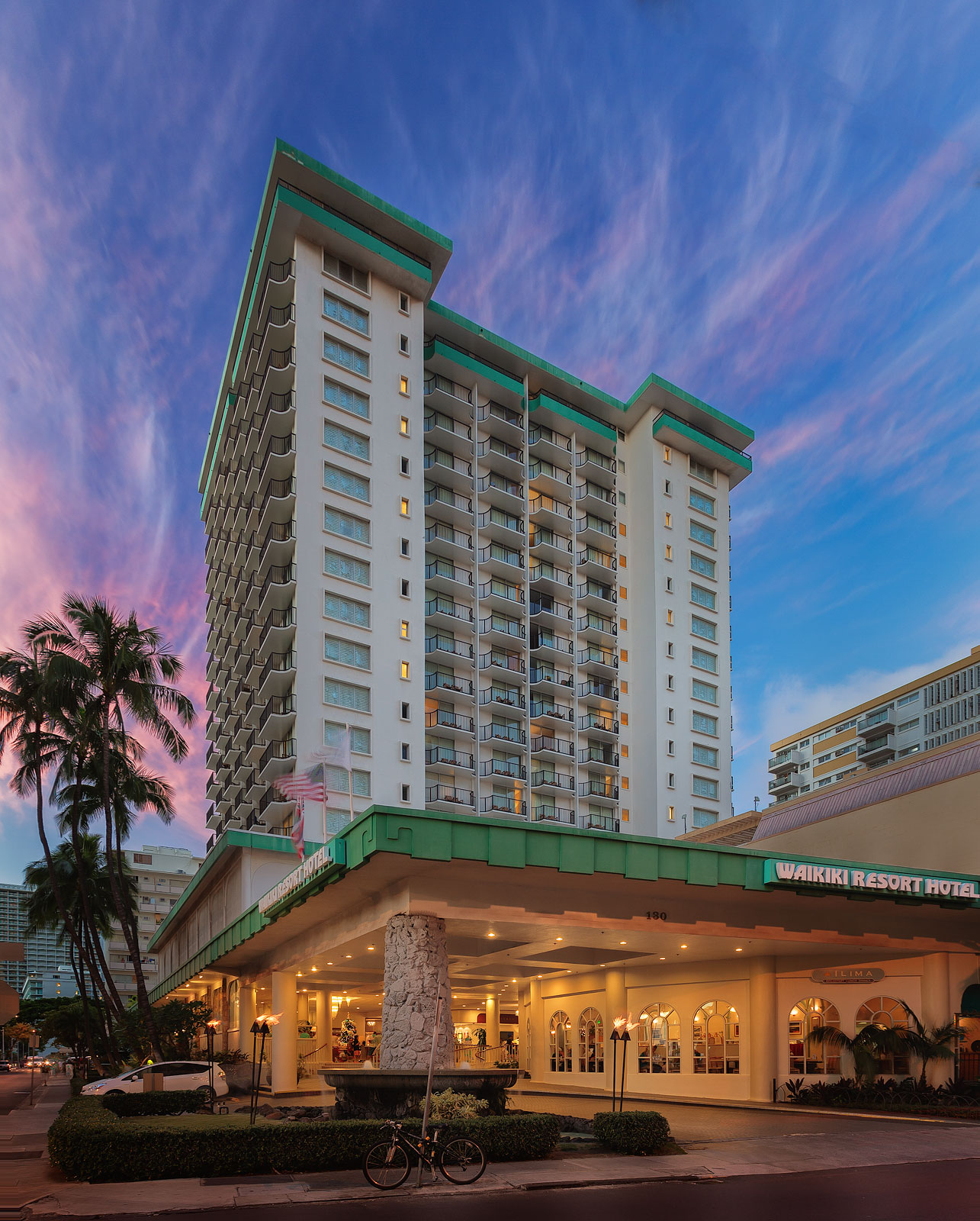 Hotel exterior, Hotel room photography, Honolulu