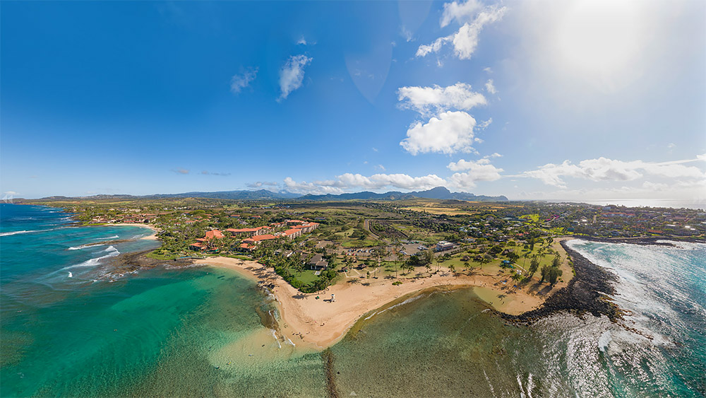 Poipu Beach Aerial Panorama. Click to View